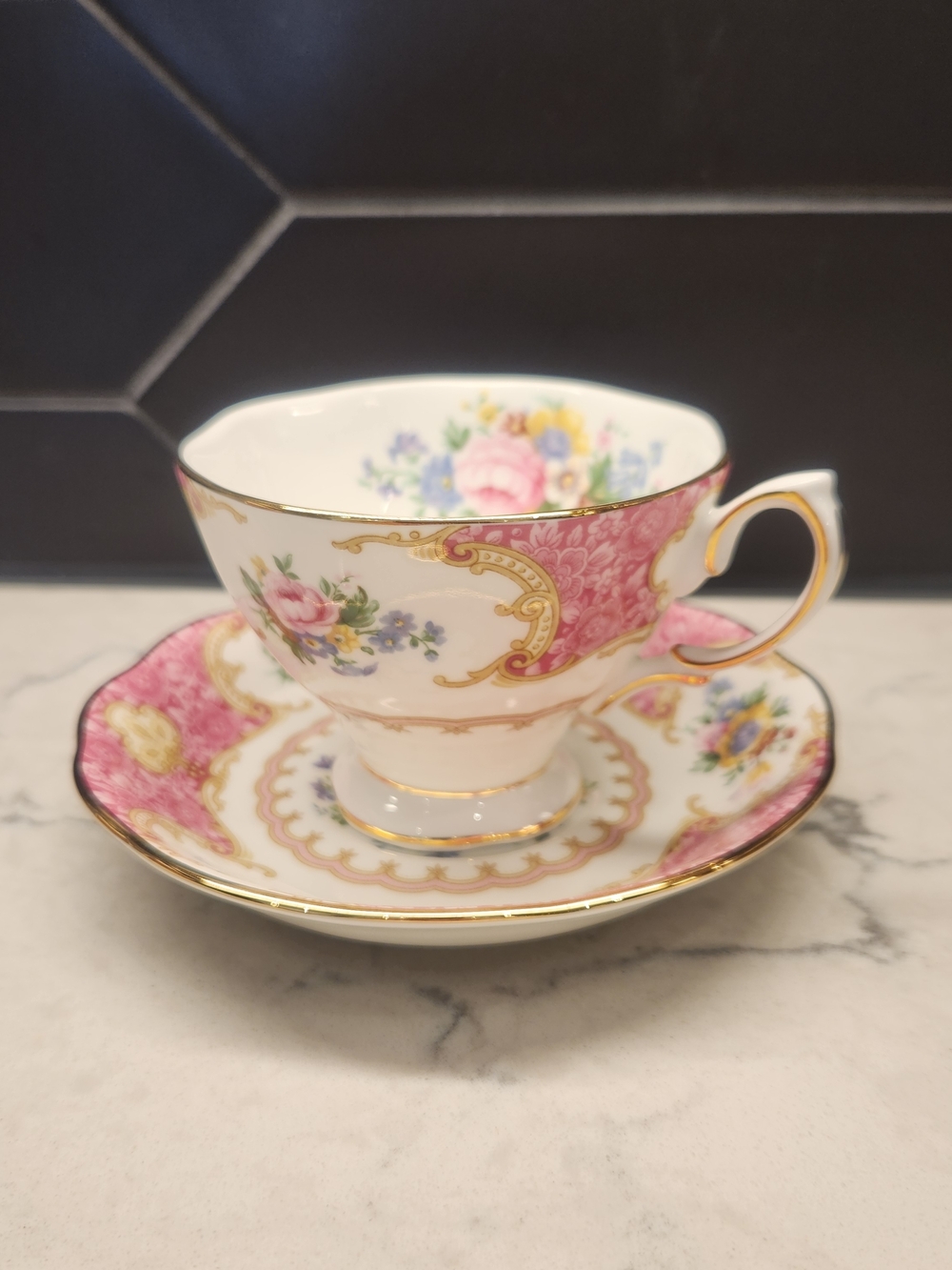 Royal Albert Lady Carlyle Pink and Gold Bone China Teacup